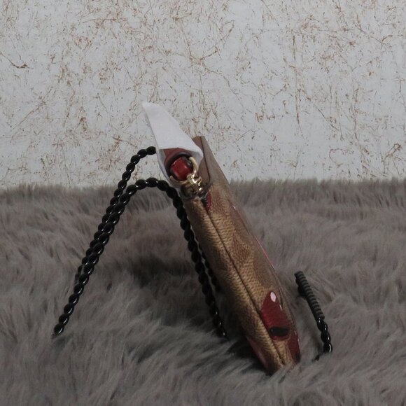 Coach Signature Corner Zip Wristlet with Cherry Print (Tan) - Picture 4 of 6